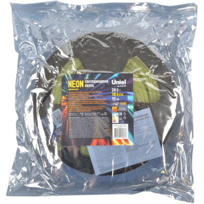 Светодиодная лента Neon ULS-N11-2835-120LED/m-8mm-IP67-DC24V-10W/m-15M-YELLOW катушка в герметичной упаковке